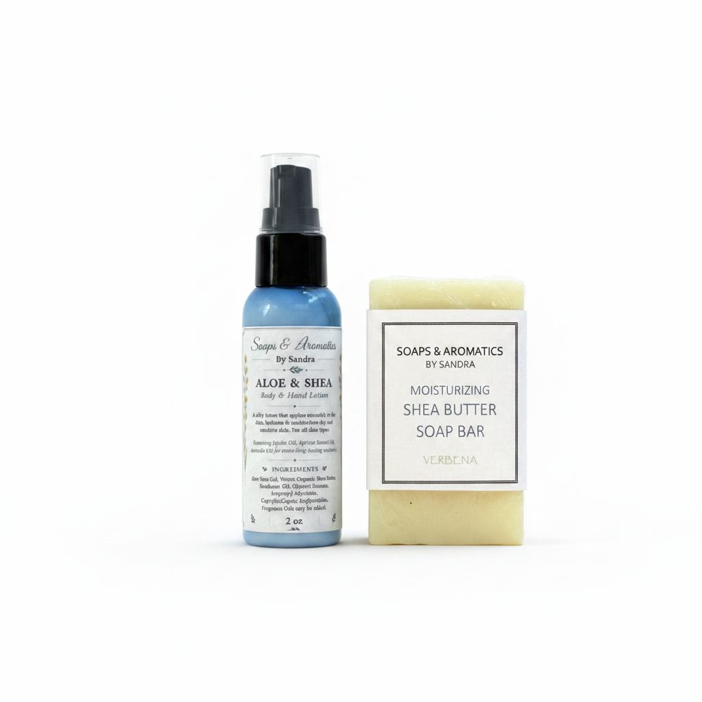 2-Piece Lotion & Soap Bar Set - White Background