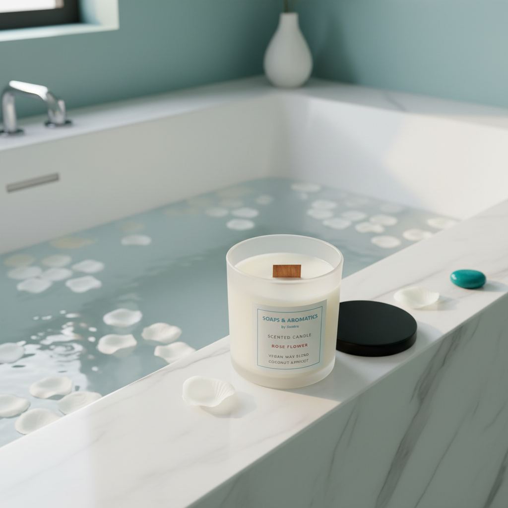 Rose Flower Candle Luxury Spa