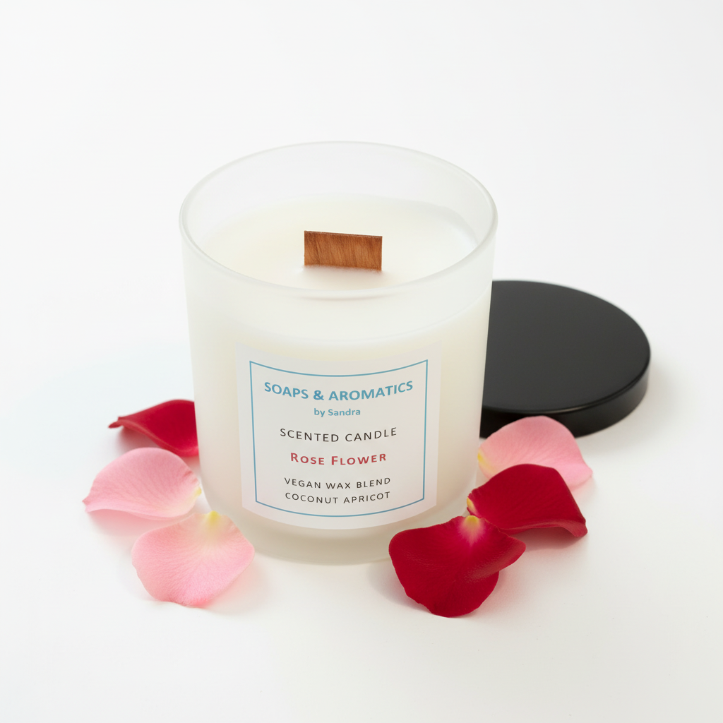 Rose Flower Candle – White Background